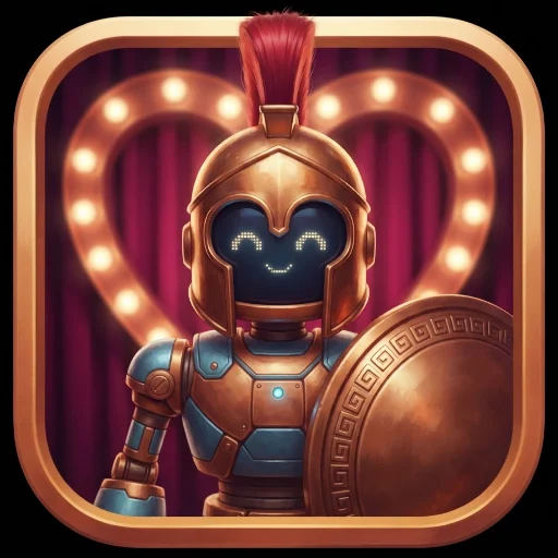 RigMatch's portrait for Ajax: a robot in a bronze Greek helmet with a crimson crest, holding a round shield