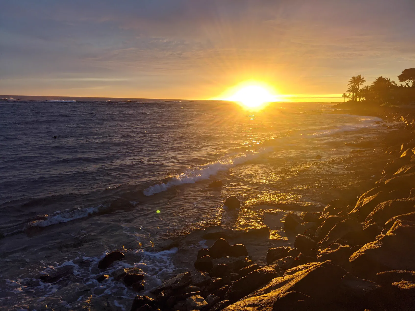 Sunset over the water